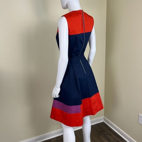 Boss Hugo Boss Hadesa Colorblocked Cotton Poplin Fit & Flare Mini Dress Modern - Picture 16 of 16